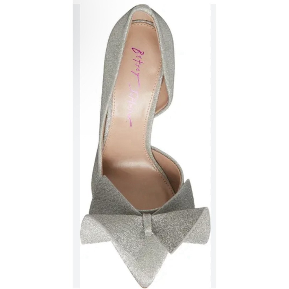 Betsey‎ Johnson Nobble Pump in Silver Size 7.5  Bow Ruffle